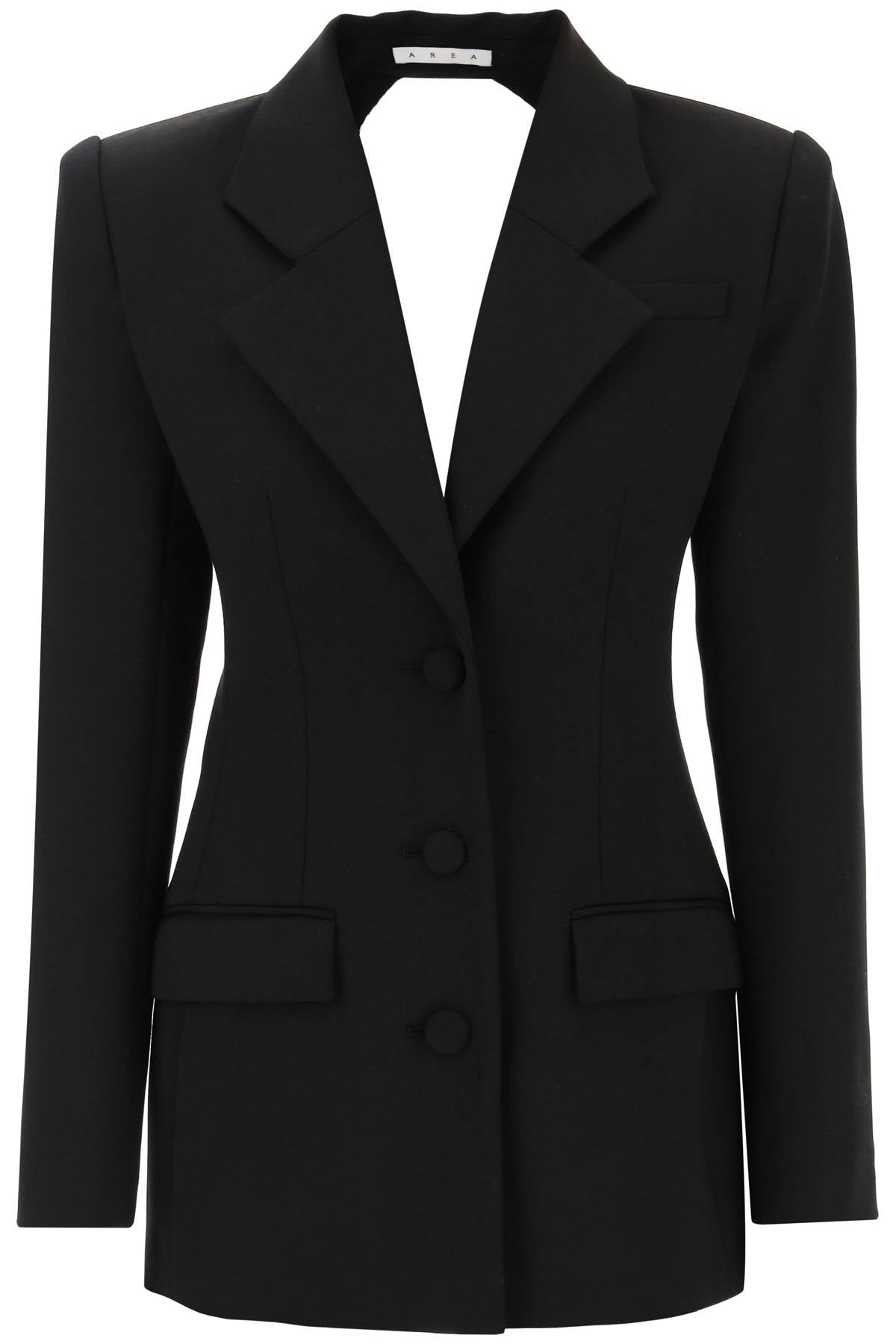 Area Blazer Dress With Cut Out And Crystals   Black