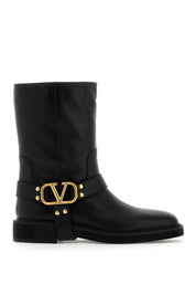 Valentino Garavani Vlogo Signature Leather Biker Boots   Black