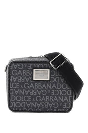 Dolce & Gabbana Coated Jacquard Messenger Bag   Black