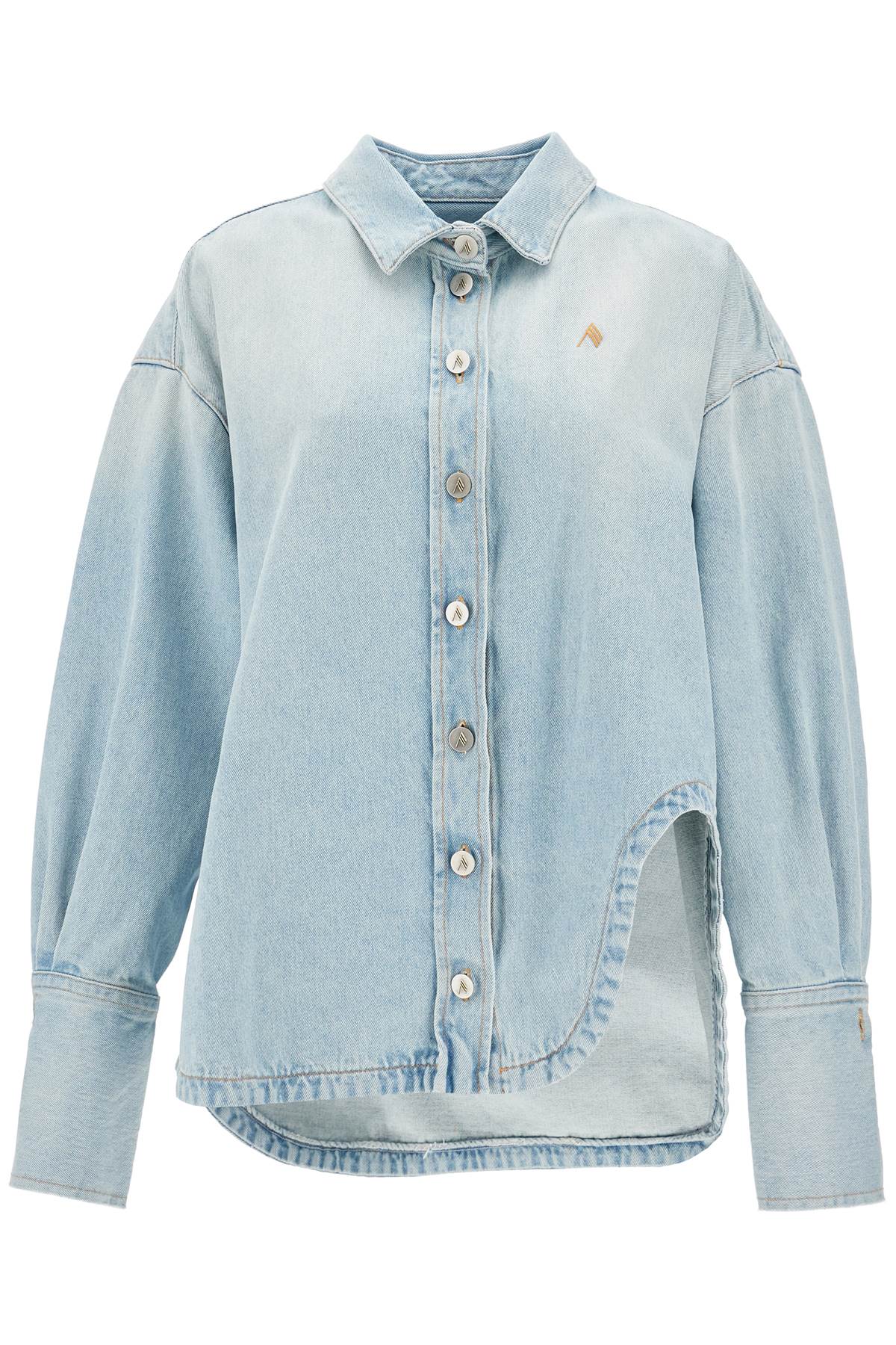 The Attico Denim Overshirt With Slit Detail   Blue