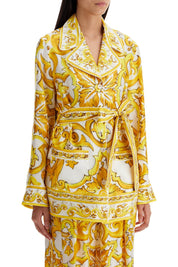 Dolce & Gabbana Silk Blouse With Maiolica Print And   White