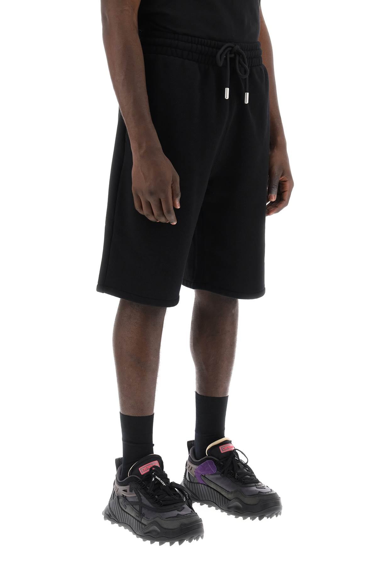 Off White Replace With Double Quotesporty Bermuda Shorts With Embroidered Arrow   Black