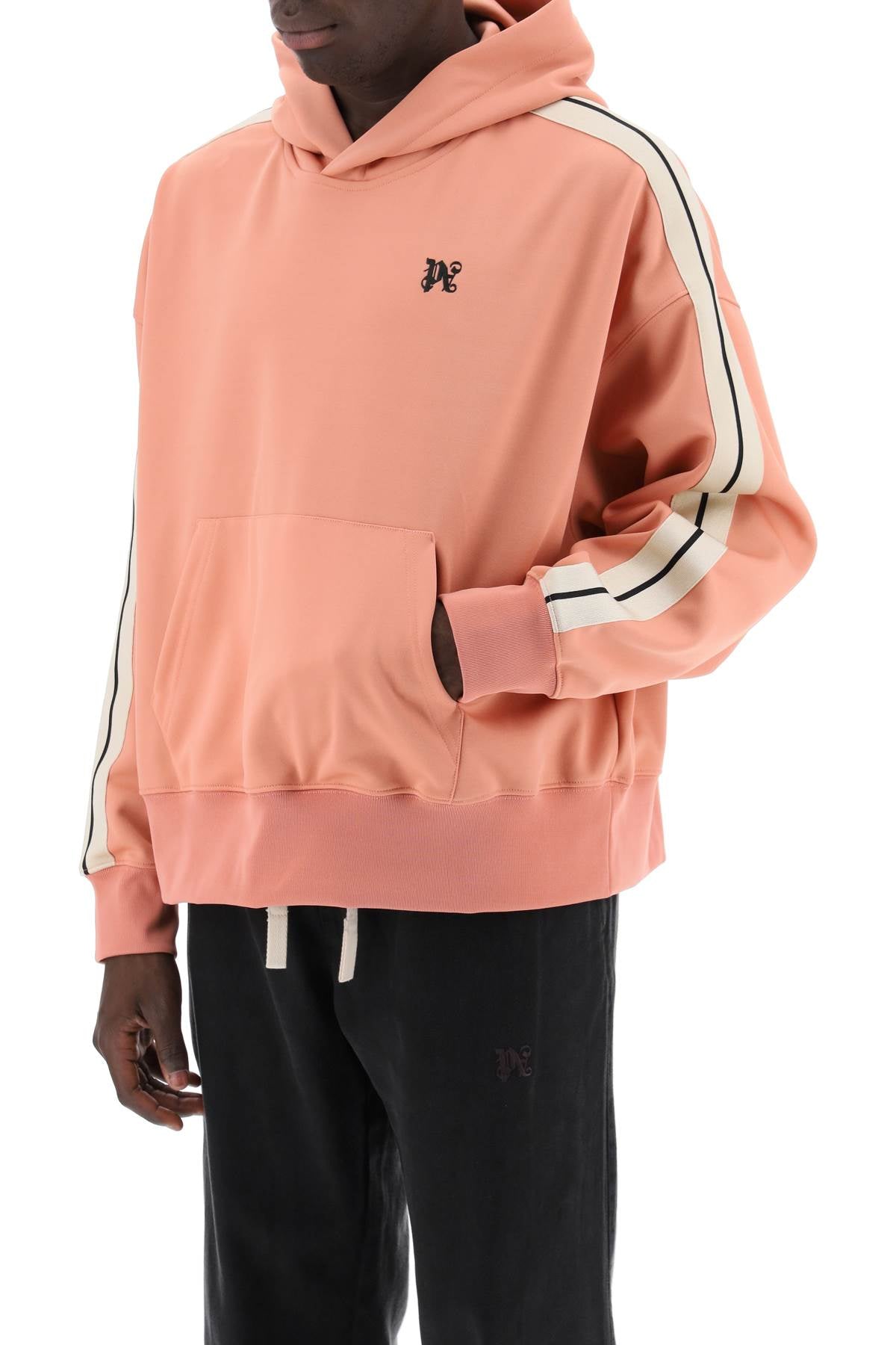 Palm Angels Replace With Double Quotetrack Sweatshirt With Contrasting Bands   Pink