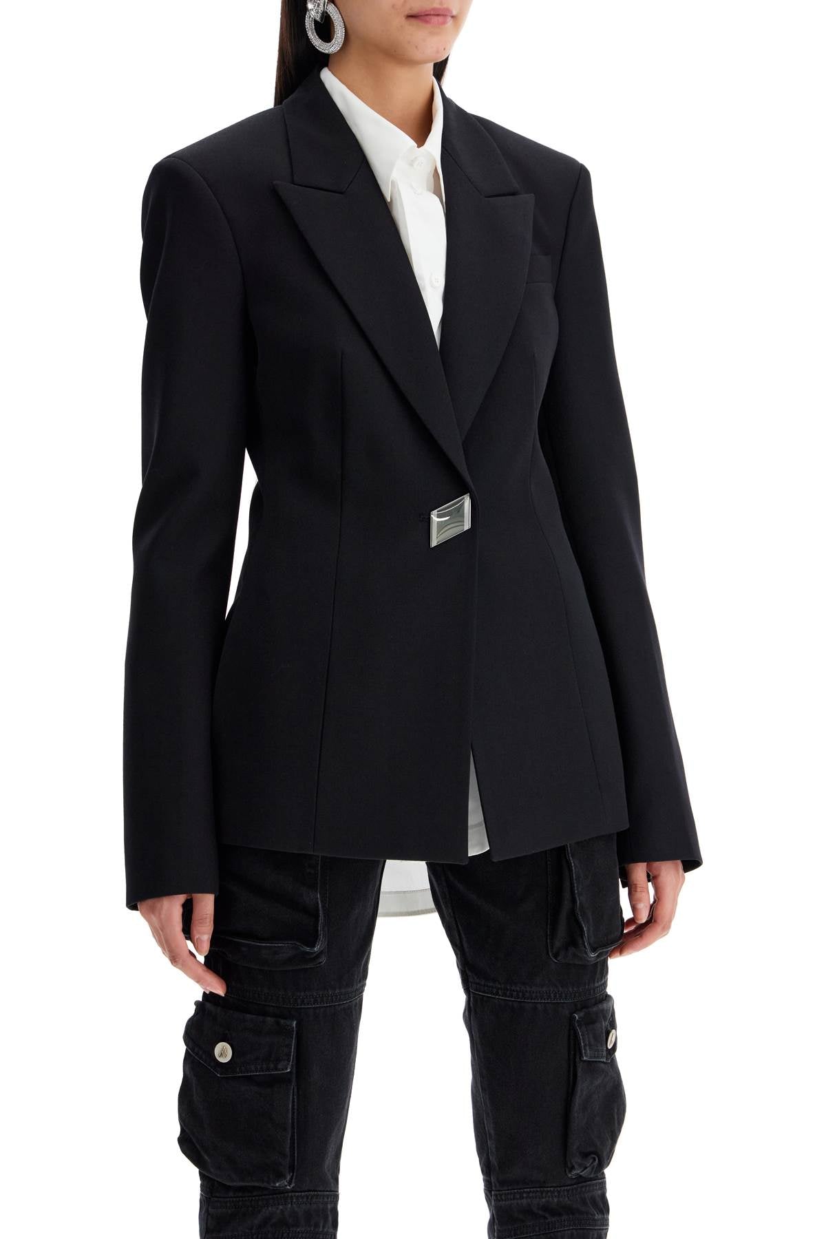 The Attico Wool Gabardine Blazer   Black