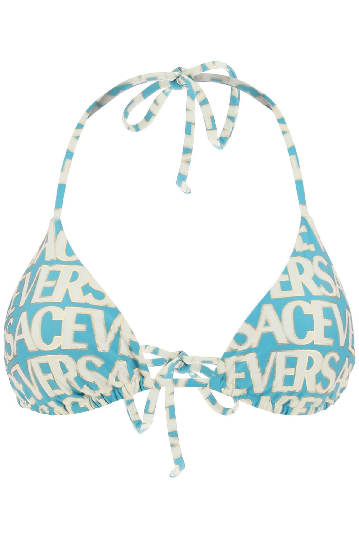 Versace Allover Bikini Top   Light Blue