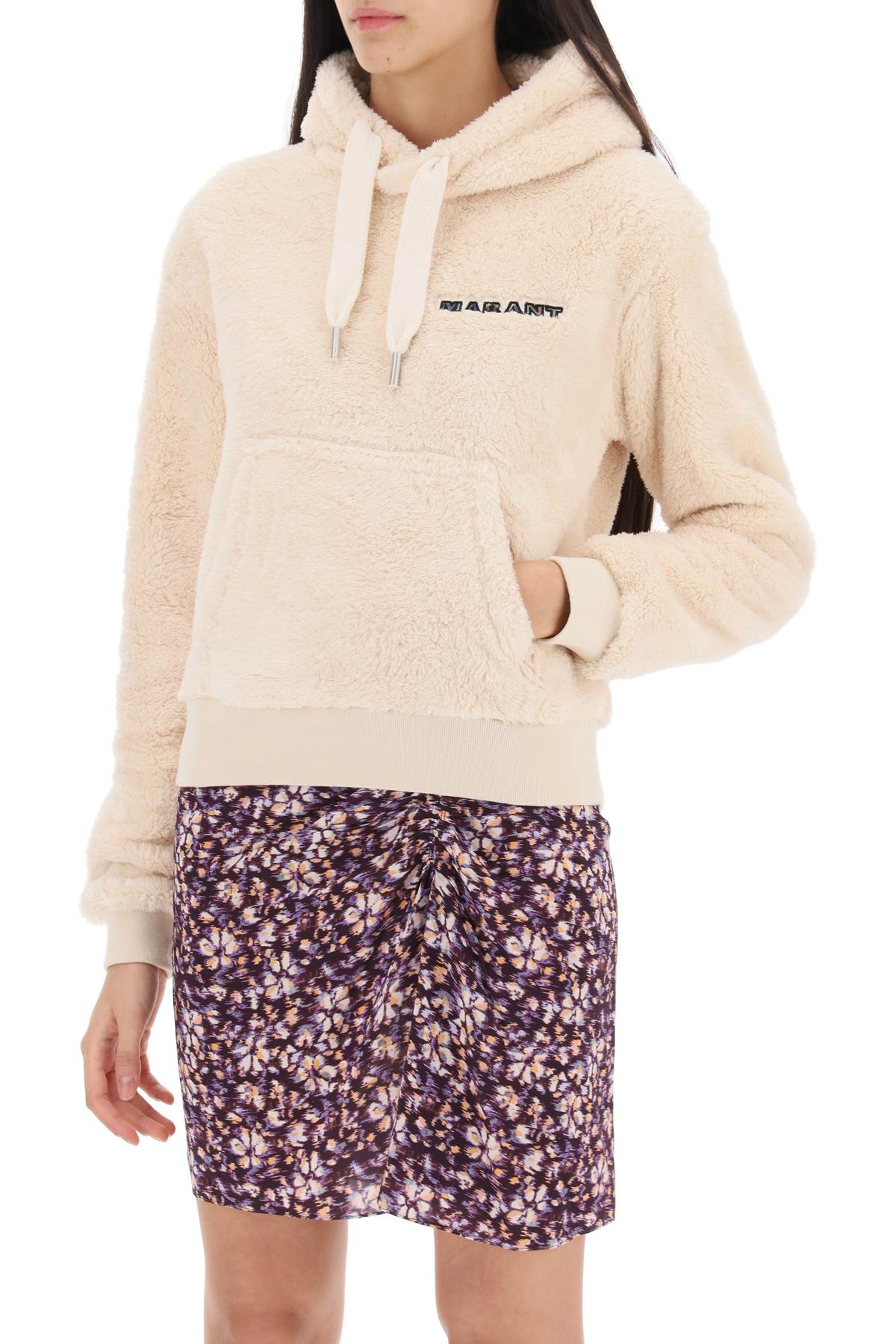 Isabel Marant Etoile Maeva Hoodie With Logo Embroidery   Beige