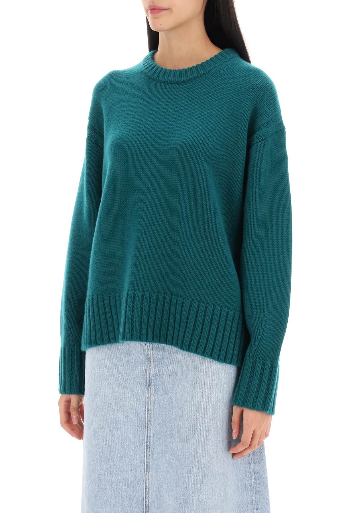 Guest In Residence Crew Neck Sweater In Cashmere   Green