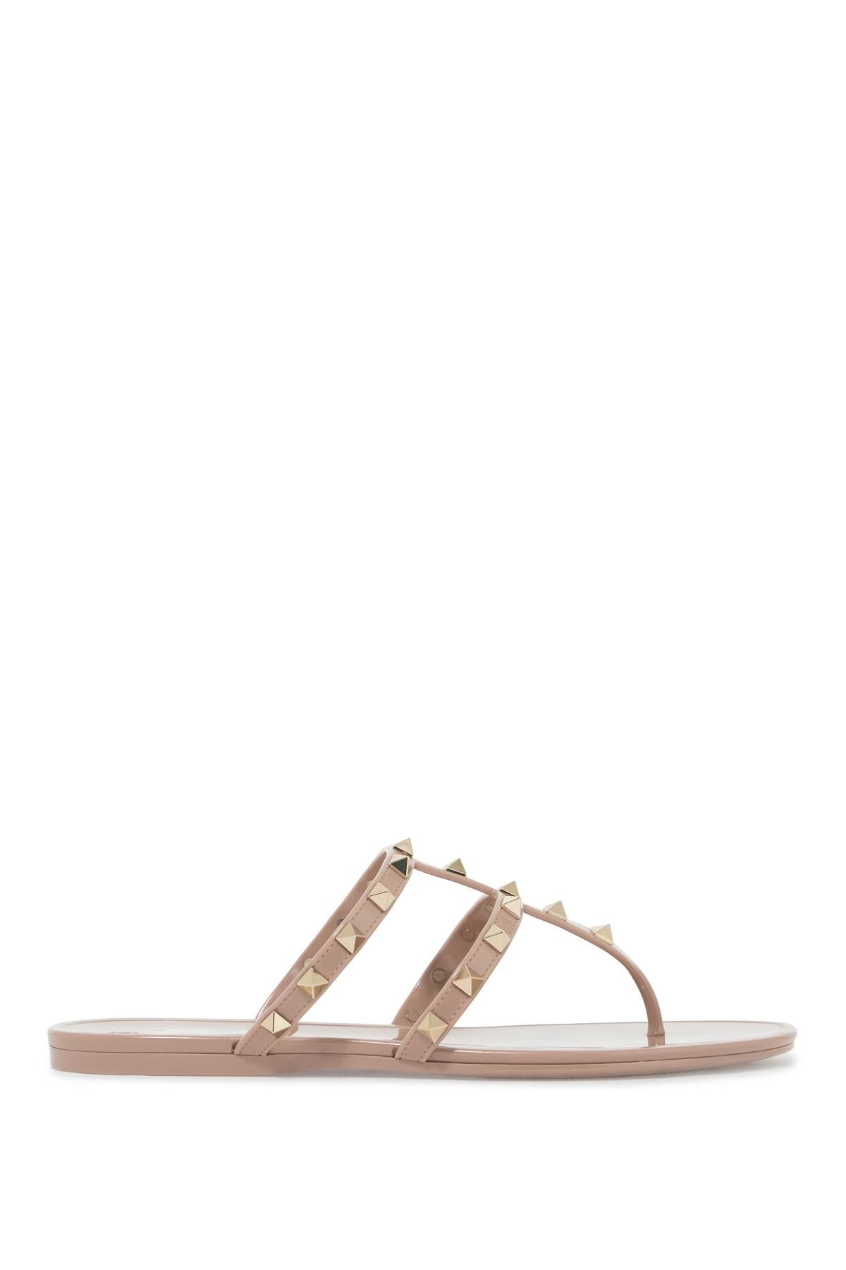 Valentino Garavani Rockstud Pvc Thong Sandals   Neutral