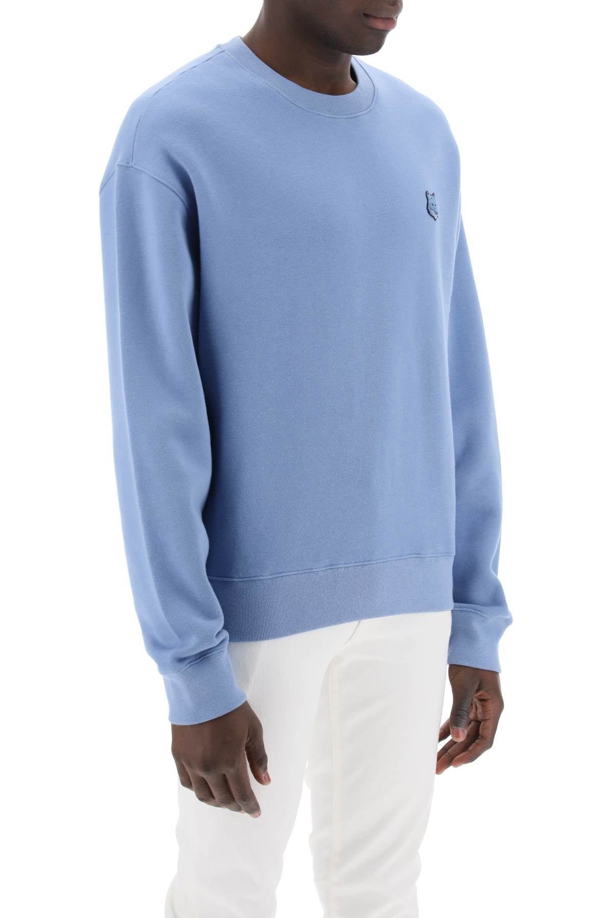 Maison Kitsune Replace With Double Quotebold Fox Head Crewneck Sweat   Blue