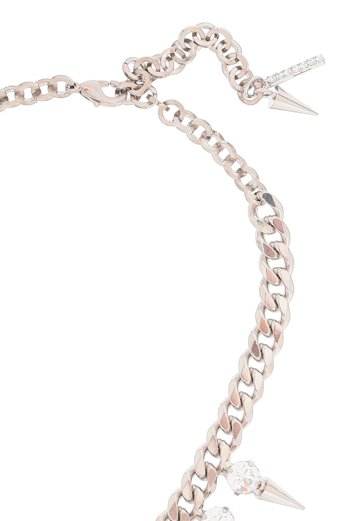 Alessandra Rich Choker With Crystals And Spikes   Silver