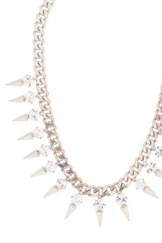 Alessandra Rich Choker With Crystals And Spikes   Silver