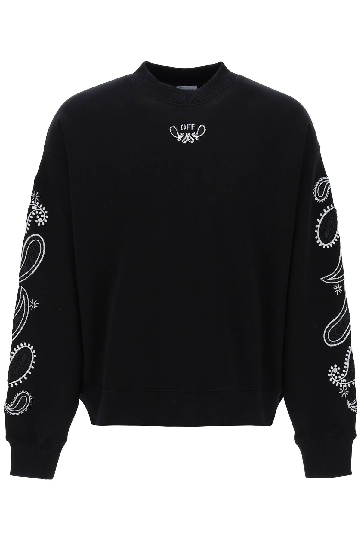 Off White Replace With Double Quotearrow Bandana Crewneck Sweat   Black