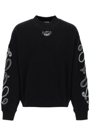 Off White Replace With Double Quotearrow Bandana Crewneck Sweat   Black