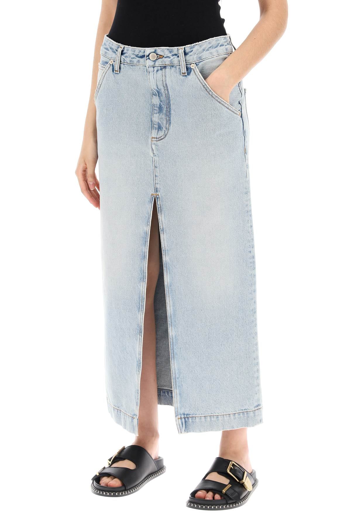 Darkpark Erika's Denim Midi Skirt In   Light Blue