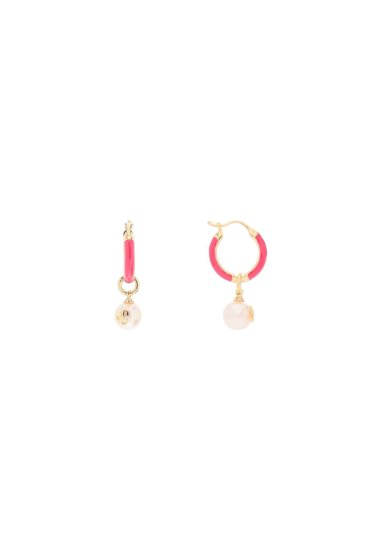 Jimmy Choo Hoop Earrings With Pearls   White