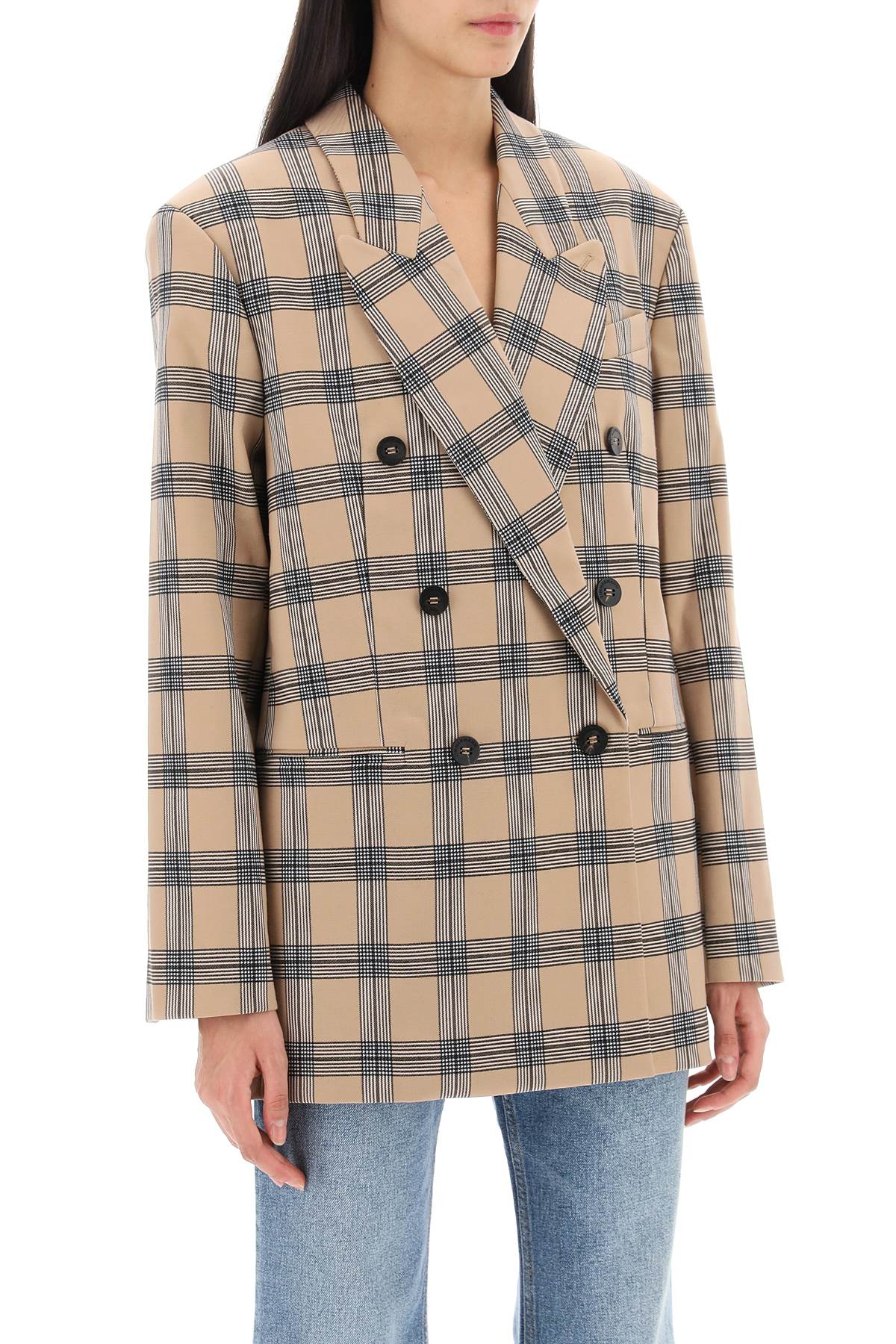 Zimmermann Oversized Luminosity Jacket With Check Motif   Beige