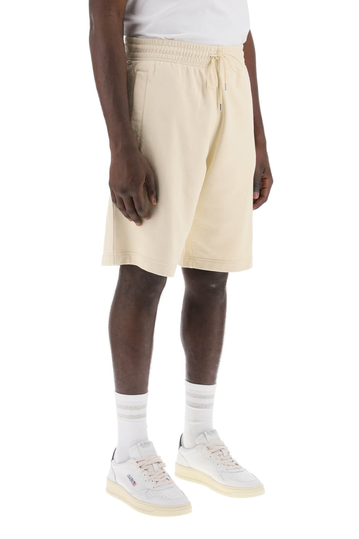 Maison Kitsune Replace With Double Quoteoversized Sporty Bermuda Shorts With Bold   Neutral