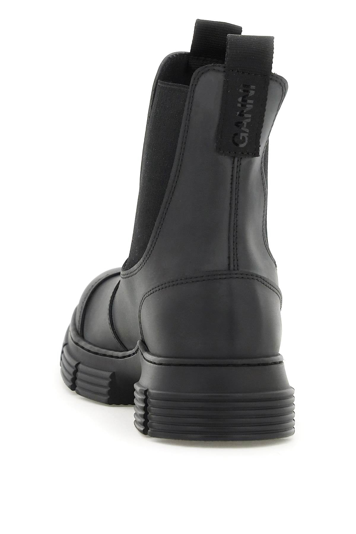 Ganni Recycled Rubber Chelsea Ankle Boots   Black