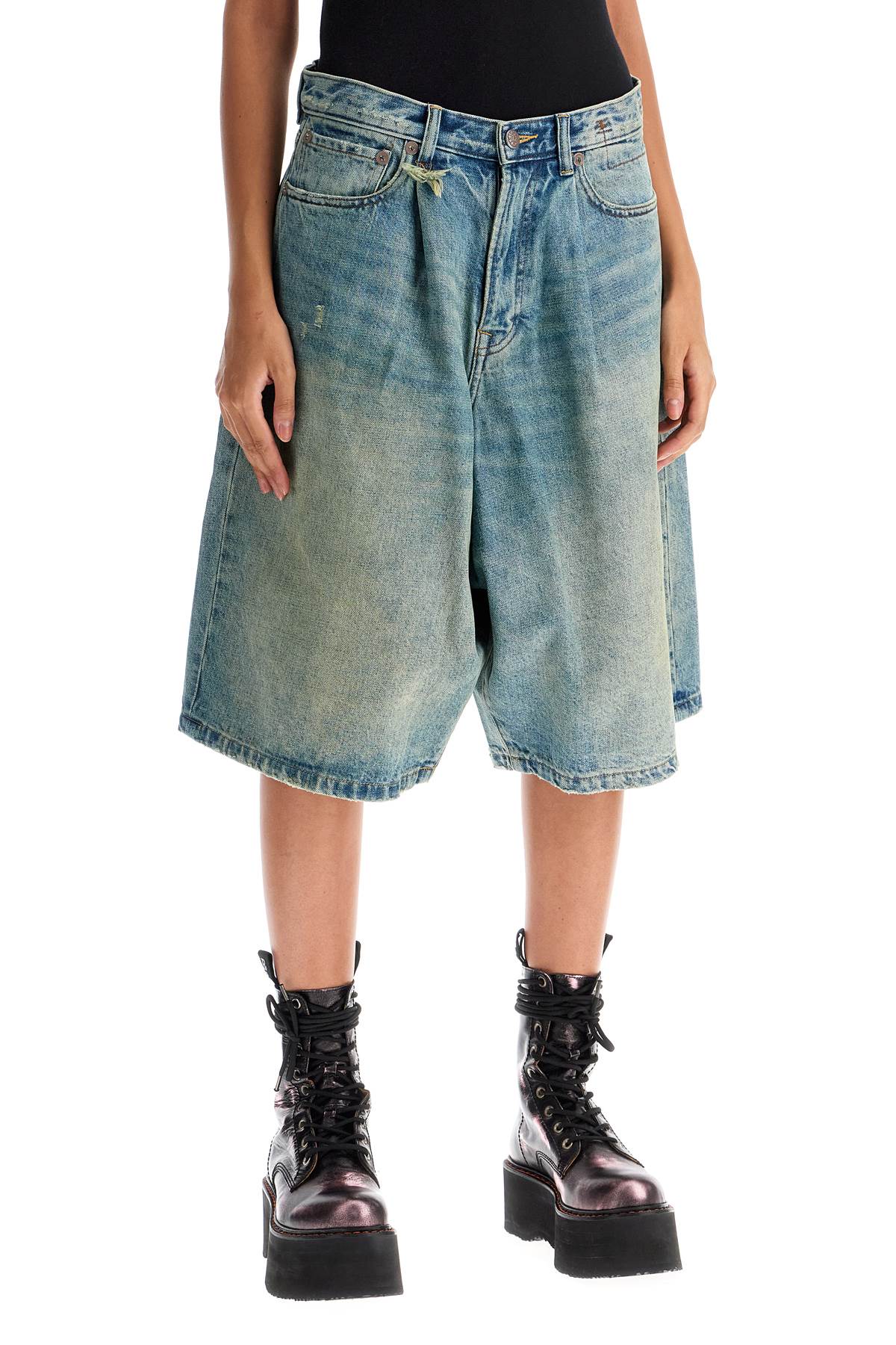 R13 Denim Baggy Bermuda Shorts   Blue