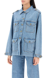 Blaze Milano Nariida Maya Safari Jacket In Denim   Light Blue