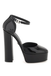 Dolce & Gabbana Polished Leather Platform Pumps   Black