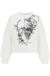 Alexander Mcqueen Boxy Cherry Blossom Skull Sweat   White