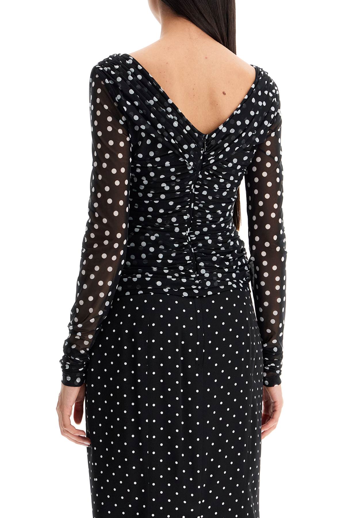 Dolce & Gabbana Polka Dot Draped Top With   Black