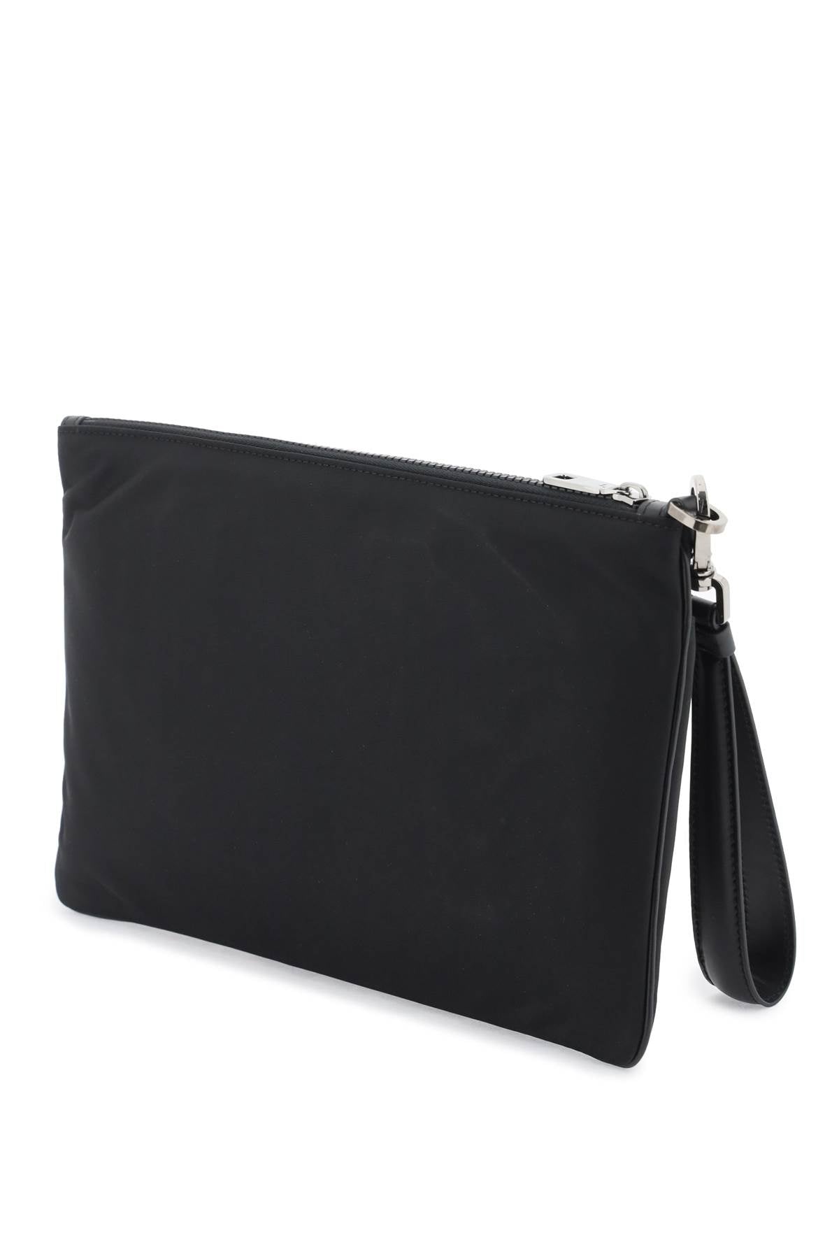 Dolce & Gabbana Nylon Pouch With Rubberized Logo   Black