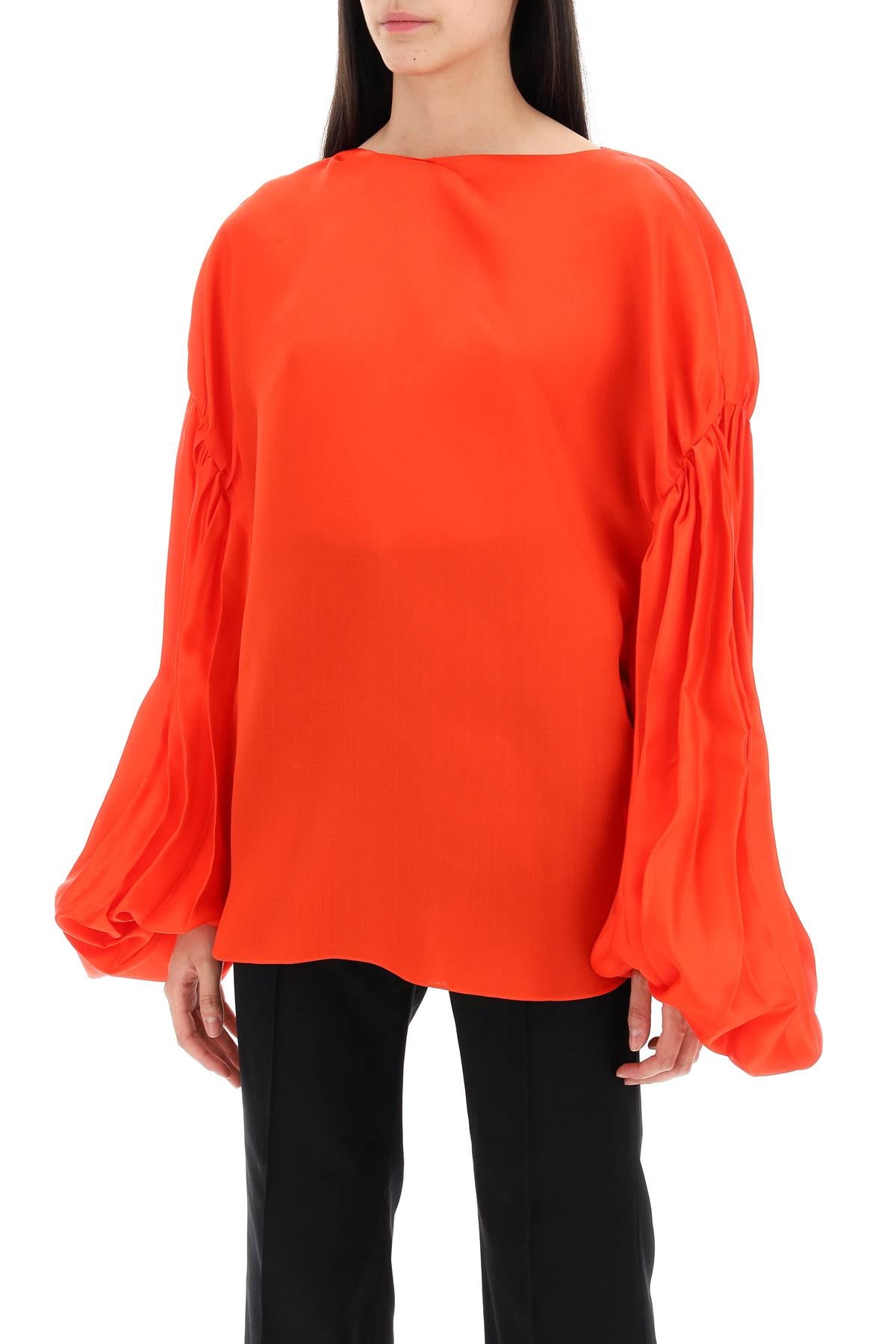 Khaite Replace With Double Quotequico Blouse With Puffed Sleeves   Red