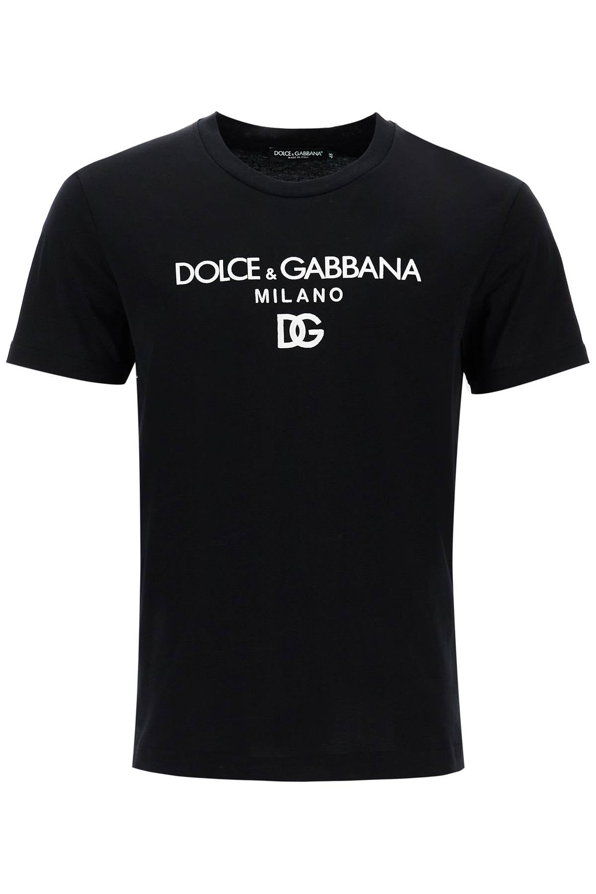 Dolce & Gabbana "dg Embroidered T Shirt With Lettering Logo Print   Black