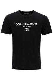 Dolce & Gabbana "dg Embroidered T Shirt With Lettering Logo Print   Black