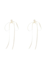 Simone Rocha Button Pearl Earrings With Bow Detail.   White