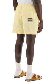 Maison Kitsune Striped Poplin Bermuda Shorts For   Yellow