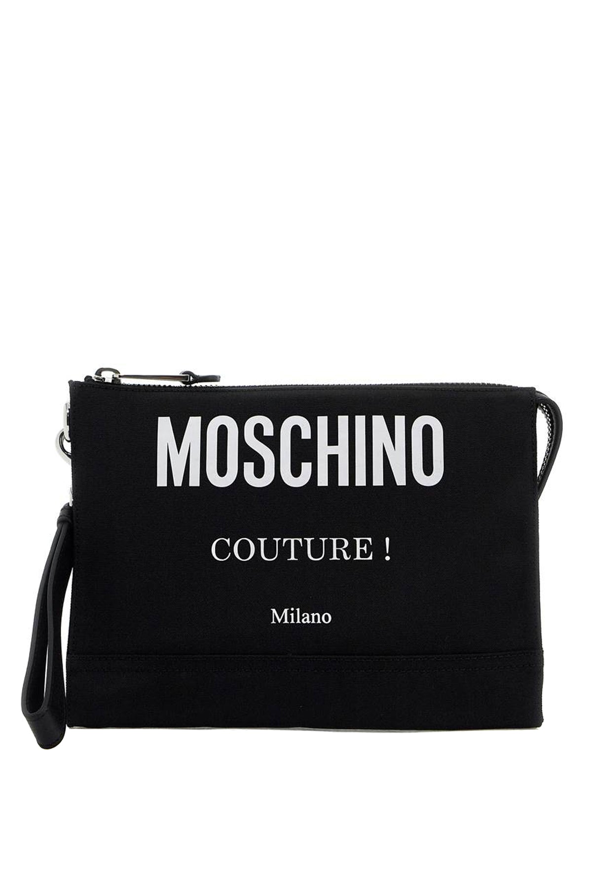 Moschino Nylon Logo Pouch With Zip   Black