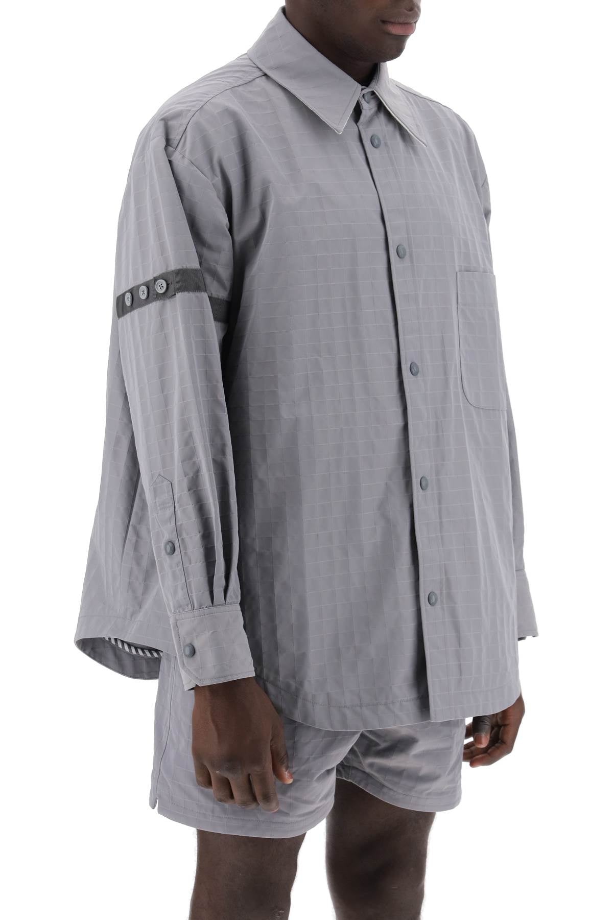 Thom Browne Nylon Ripstop Overshirt In   Grey