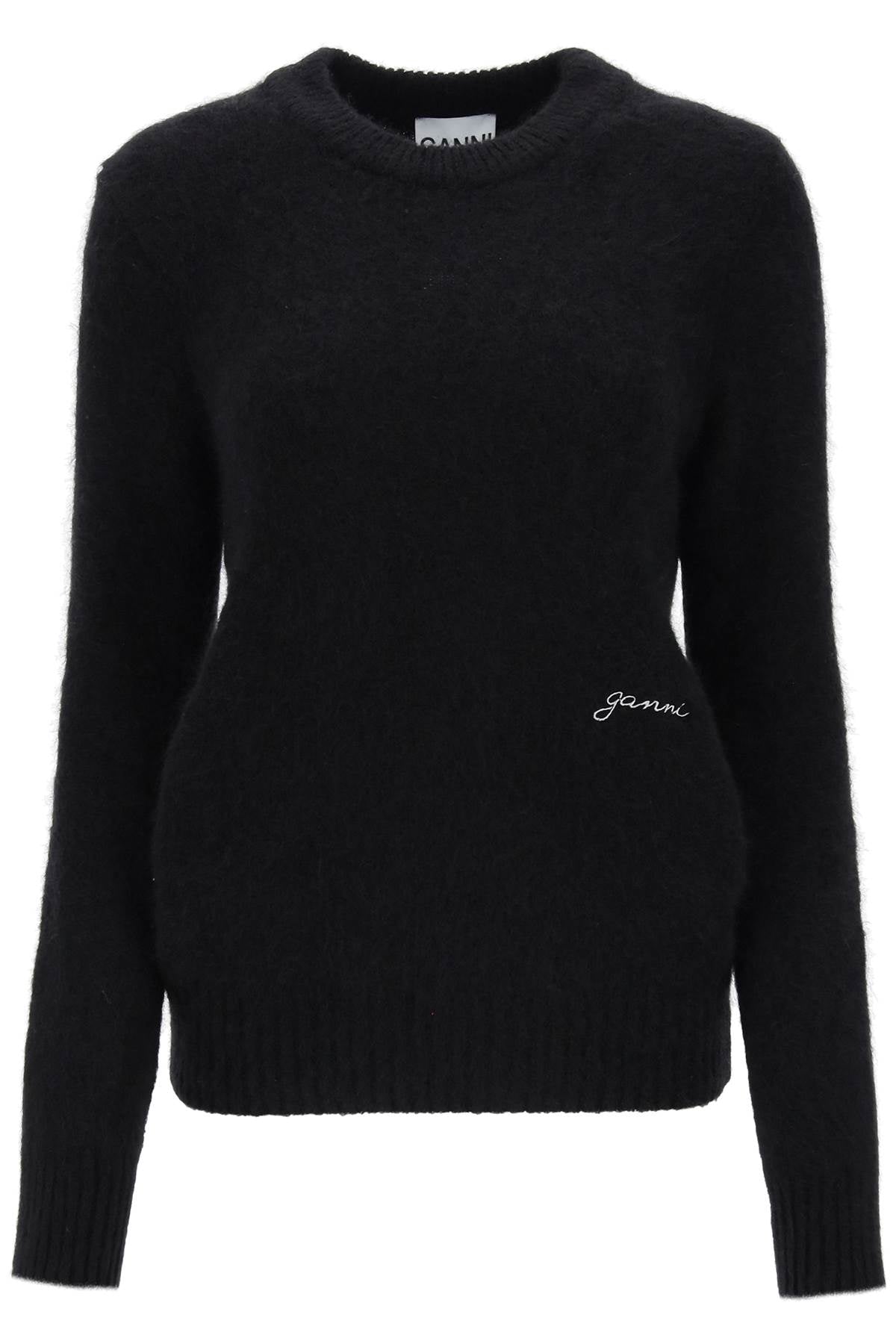 Ganni Brushed Alpaca And Wool Sweater   Black