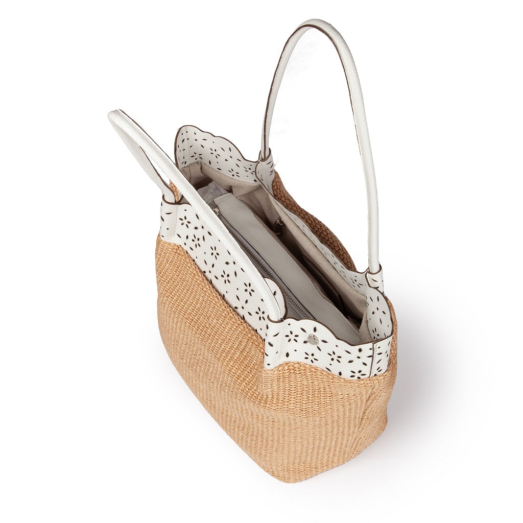 Diletta Laser-Cut Leather Flounce Tote by Roberta Gandolfi