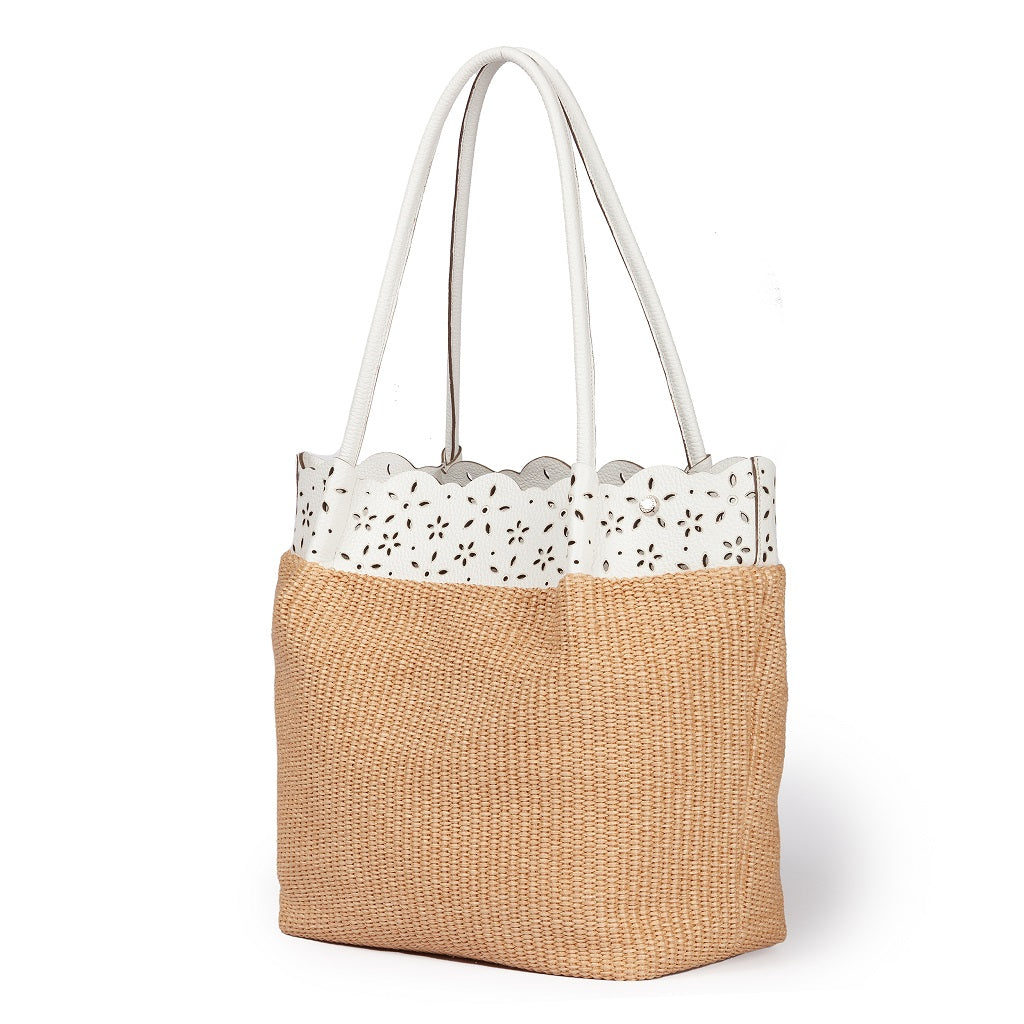 Diletta Laser-Cut Leather Flounce Tote by Roberta Gandolfi