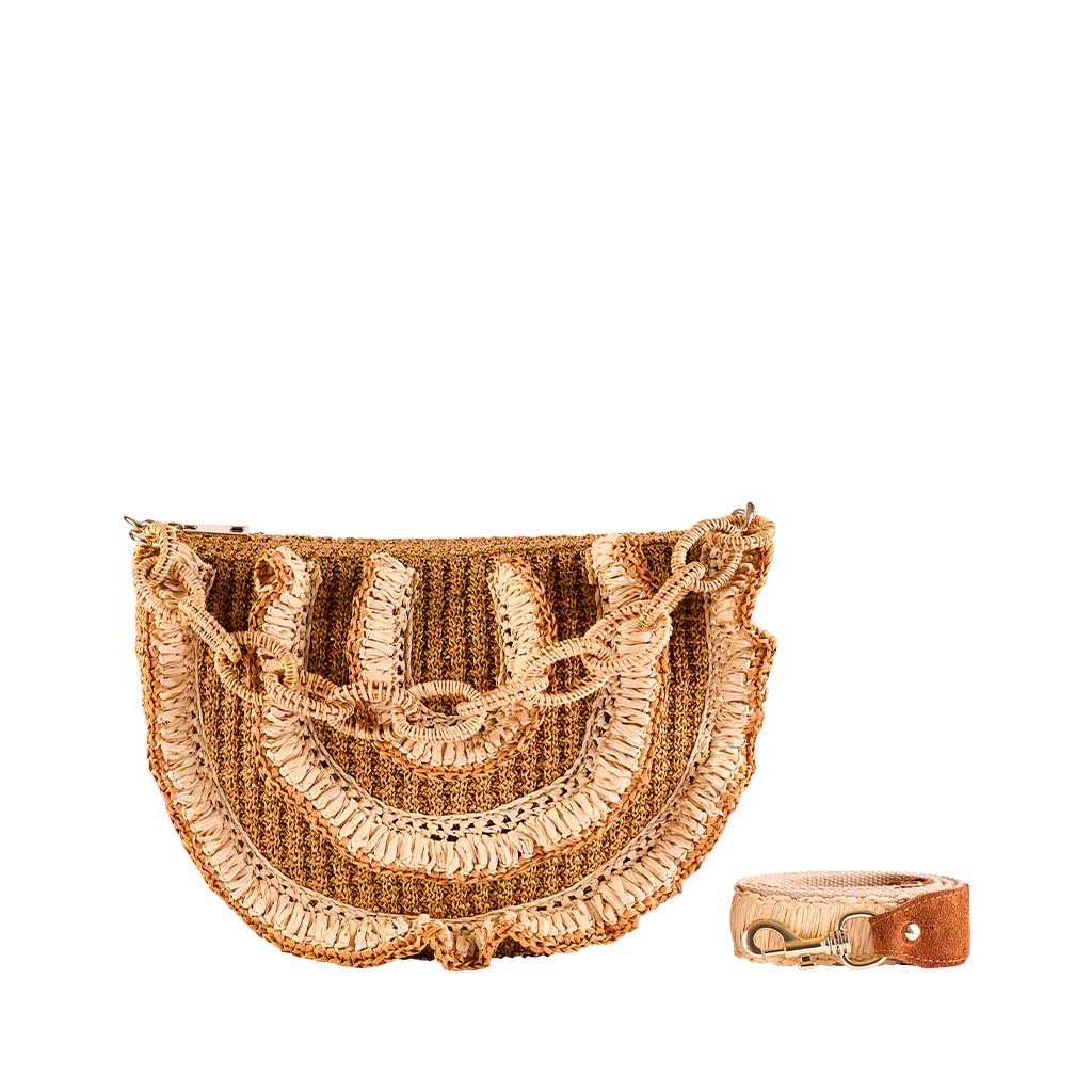 ViaMailBag Cancun Frill Crochet Raffia Top Handle Bag - Italian Craftsmanship